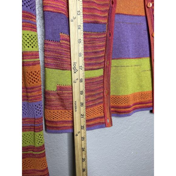 Etcetera Bright Multicolored Long Sleeve Button Cardigan Funky Y2K Style Small - Picture 4 of 8